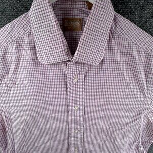 Gitman Bros Button Up Shirt Long Sleeve Men Cotton Purple Check 15.5 35 USA
